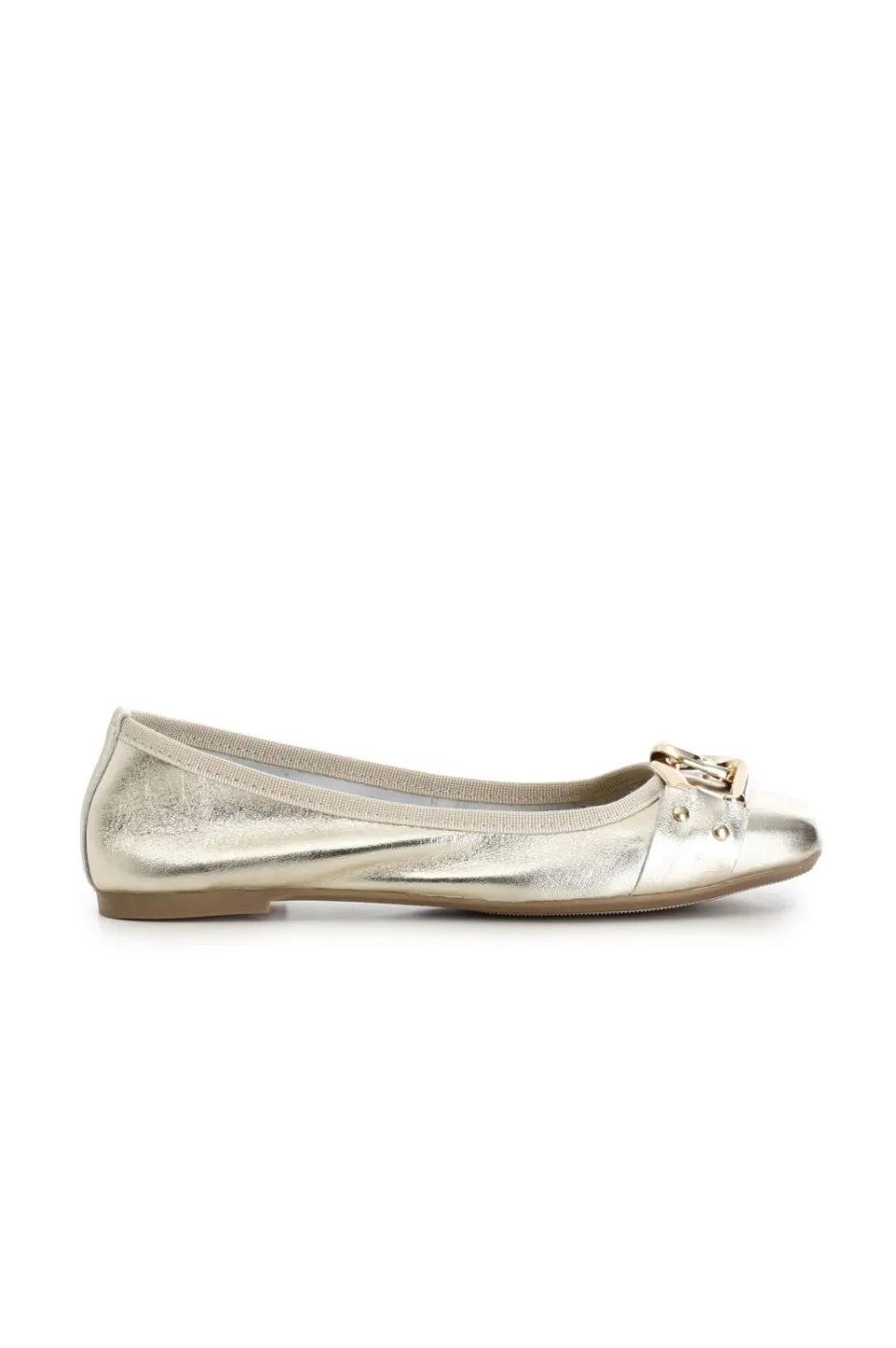 Discount CafèNoir Ballerina In Pelle Laminata Con Catena Decorativa Platino