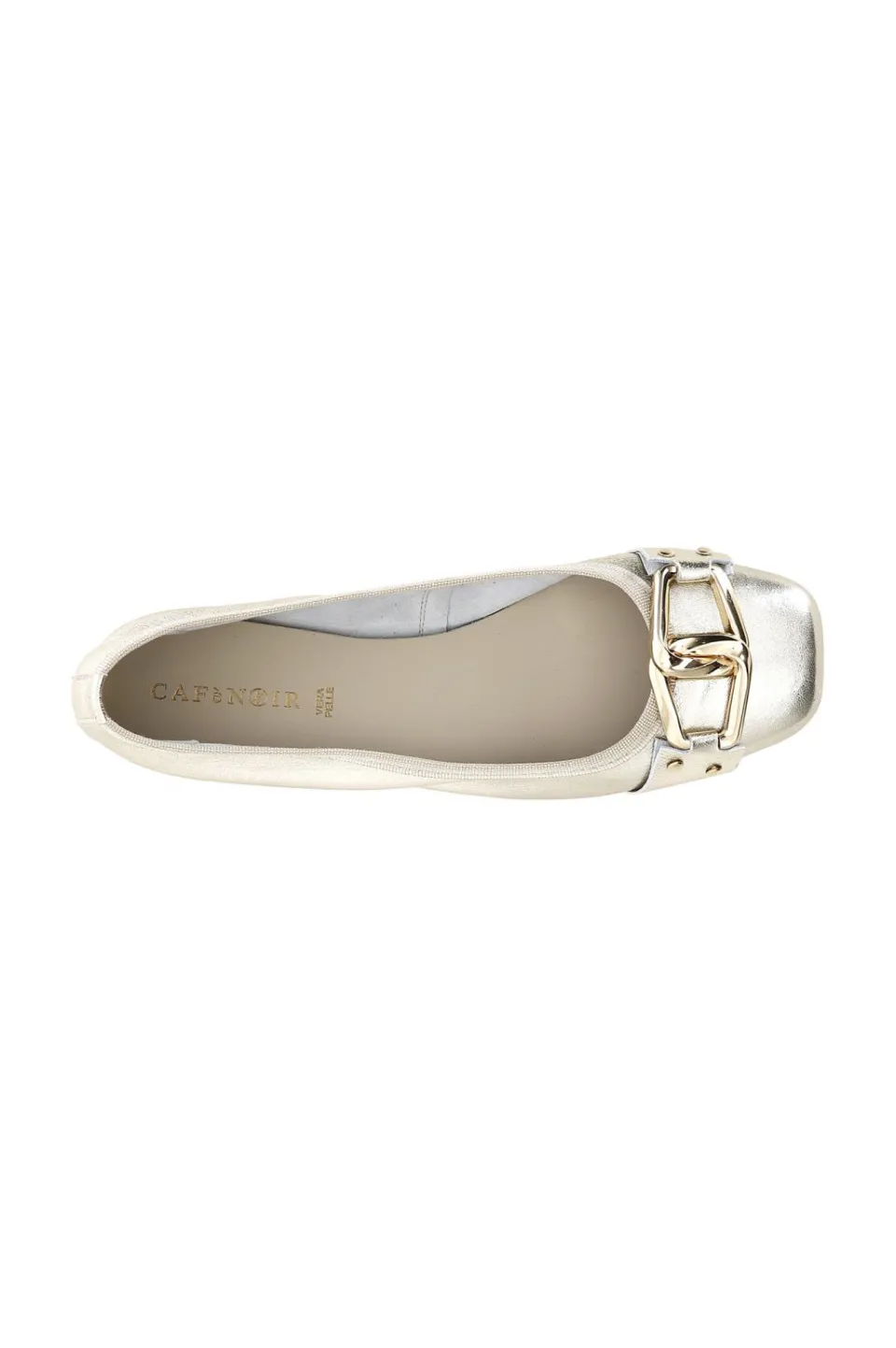 Discount CafèNoir Ballerina In Pelle Laminata Con Catena Decorativa Platino