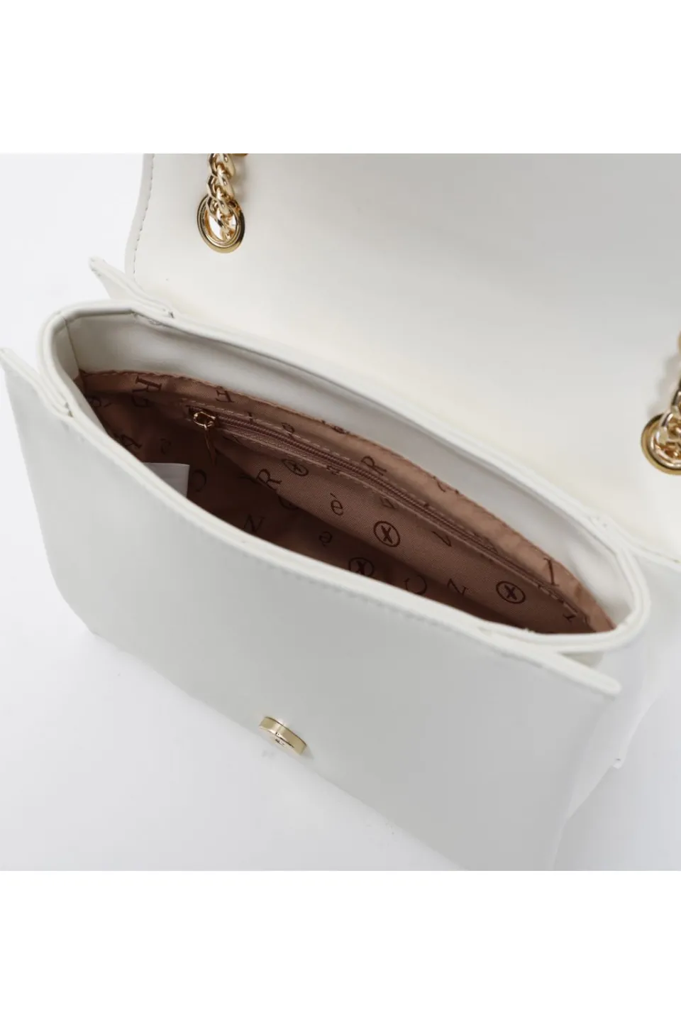 Fashion CafèNoir Borsa Con Logo Sulla Patta Bianco