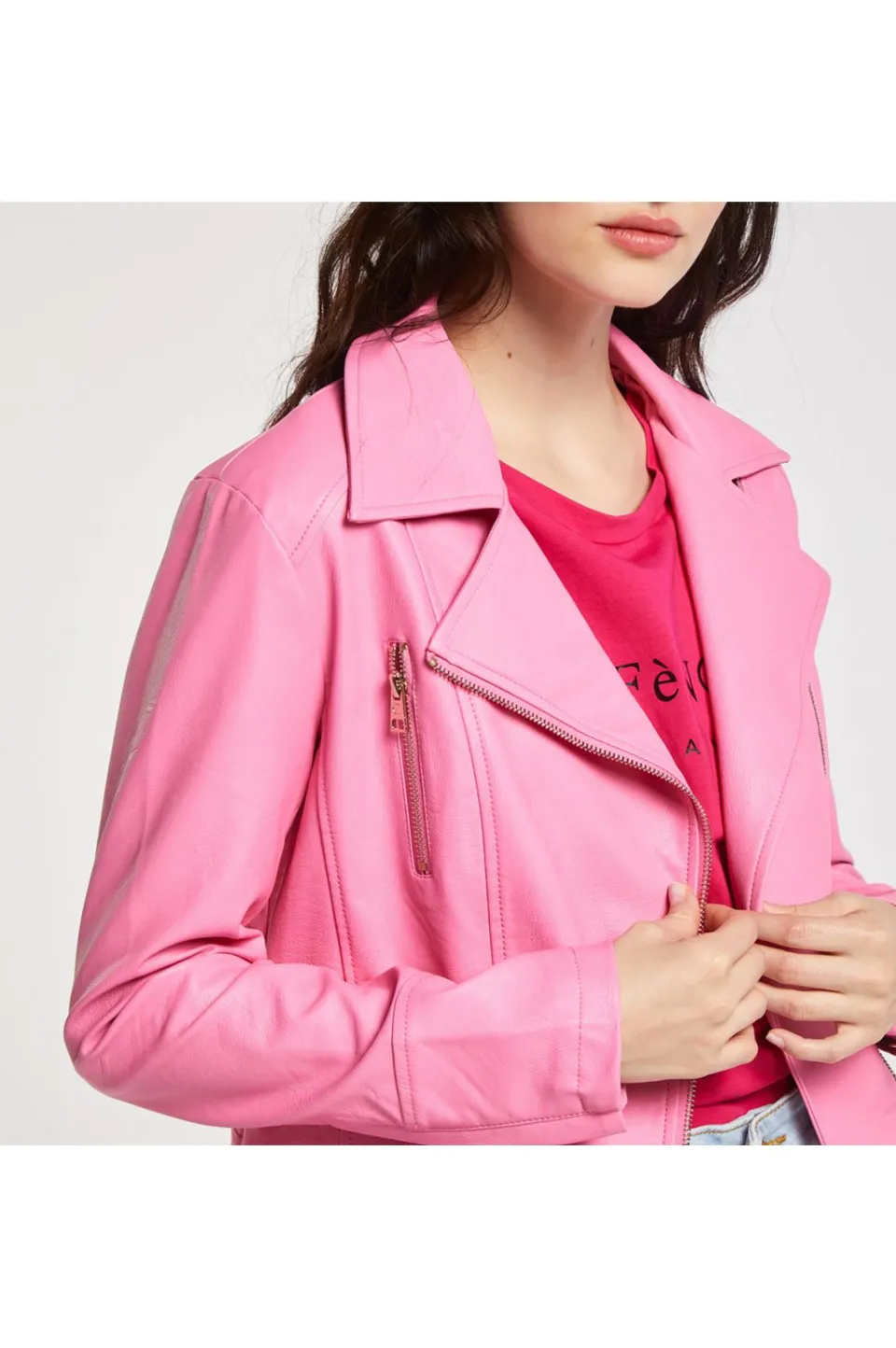 Fashion CafèNoir Chiodo In Similpelle Bubble Gum