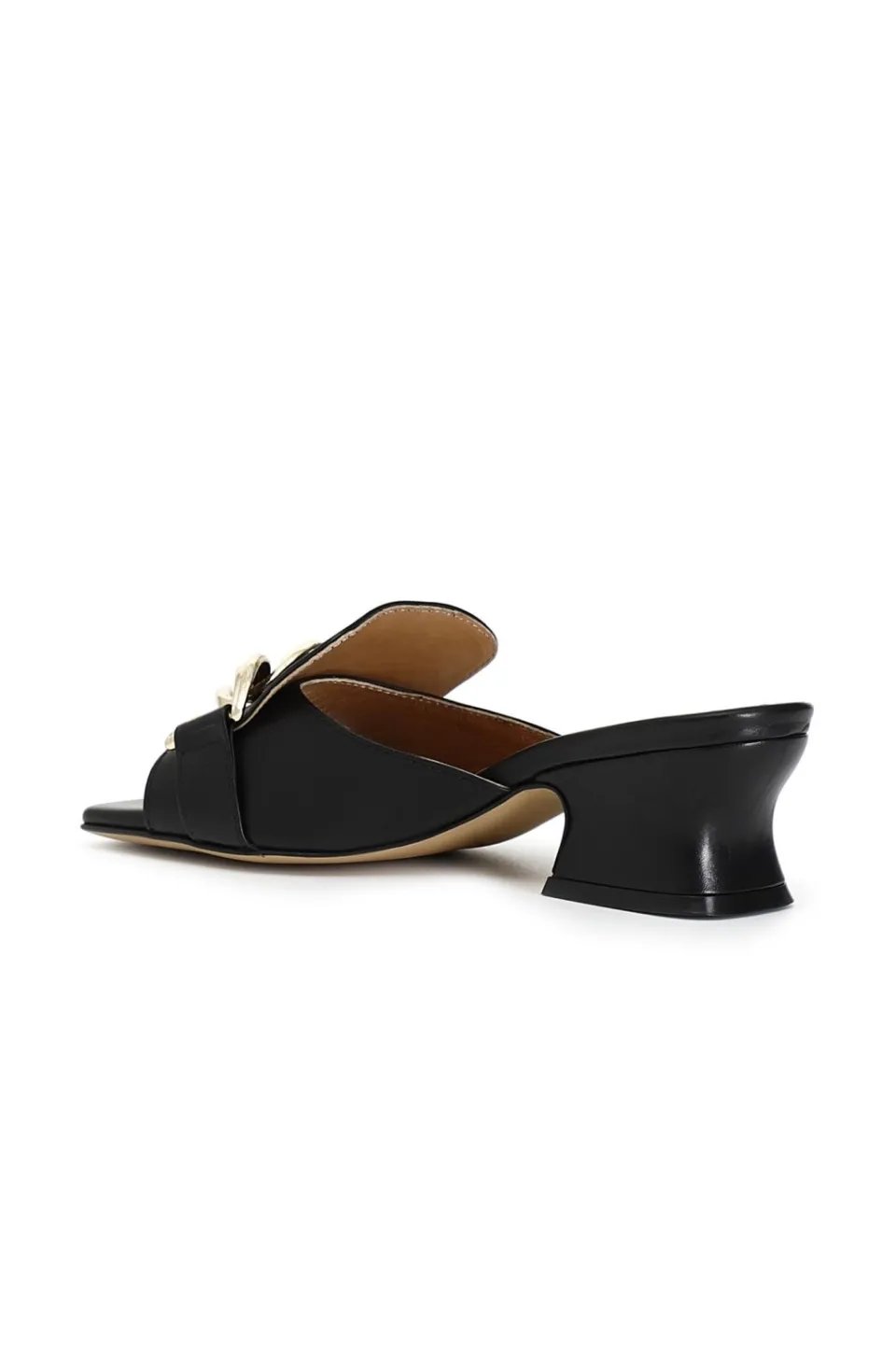 Clearance CafèNoir Ciabatte In Pelle Con Catena Nero