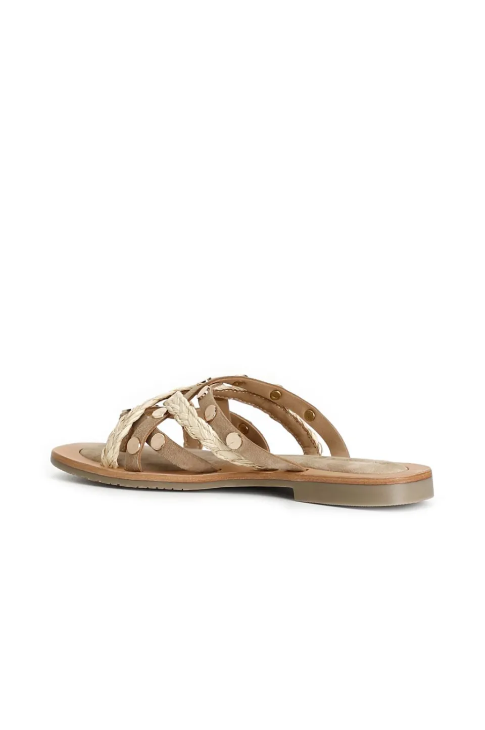 Shop CafèNoir Ciabatte In Pelle Scamosciata E Raffia Sabbia
