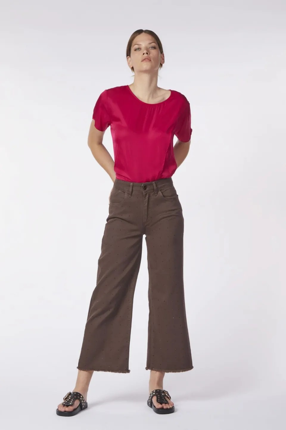 Fashion CafèNoir Jeans Culotte In Bull Denim Tinto Capo Espresso