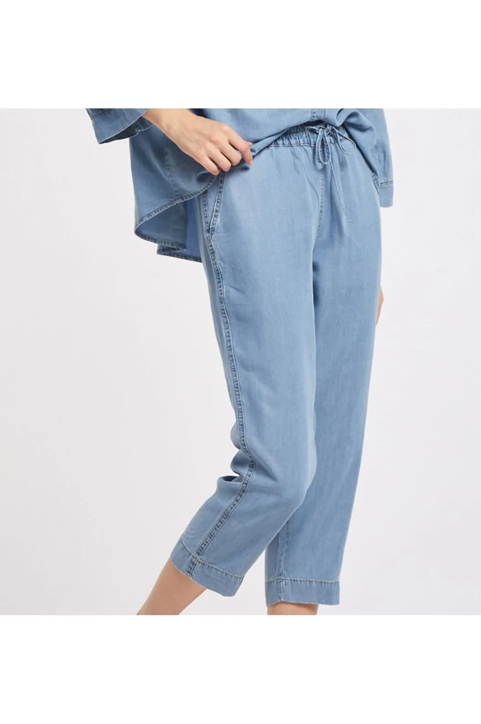 Clearance CafèNoir Jogger Realizzati In Tencel Denim Sky