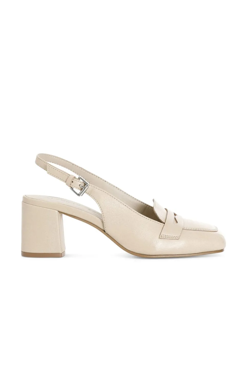 Discount CafèNoir Mocassini In Pelle Aperto Dietro Beige