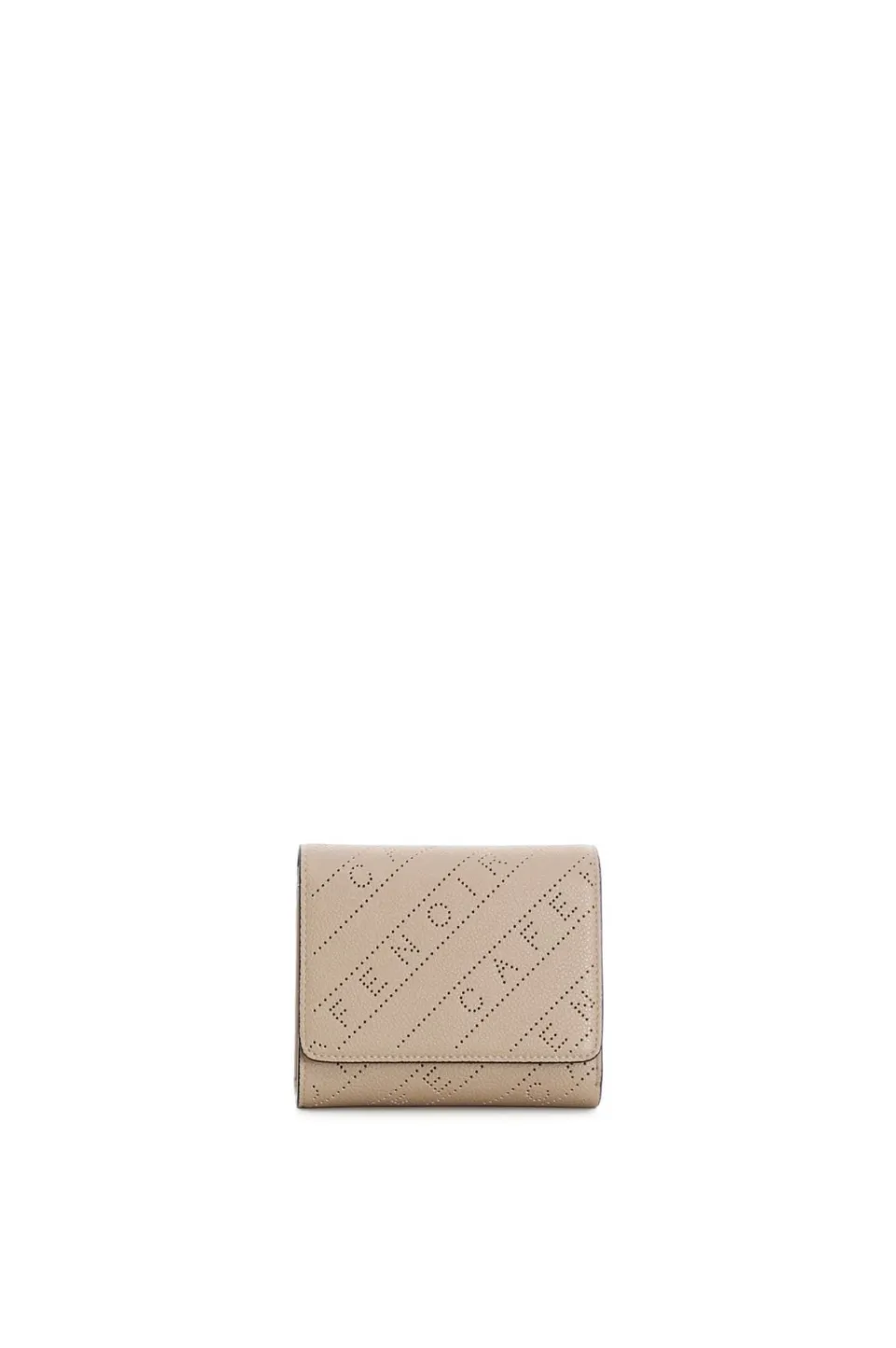 Outlet CafèNoir Portafoglio Piccolo Logo Microforato Taupe