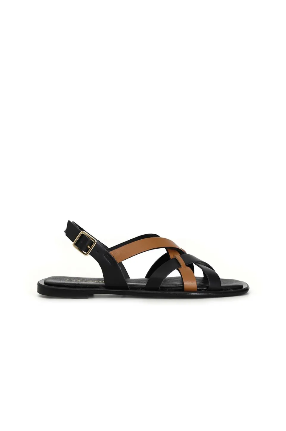 Discount CafèNoir Sandali Doppio Incrocio In Pelle Bicolor Multi Nero
