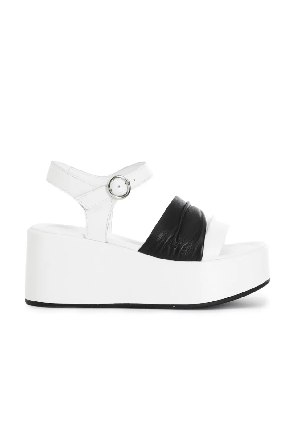 Discount CafèNoir Sandali Gilda Bicolore In Pelle Bianco/Nero
