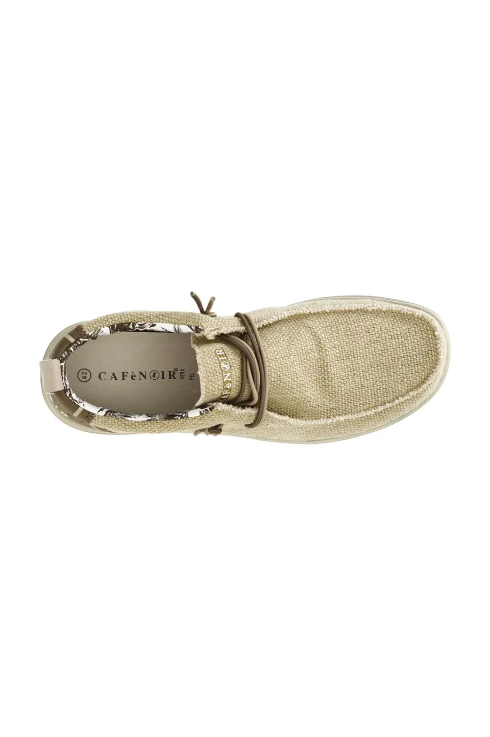 Clearance CafèNoir Scarpe Barca In Canvas Crema