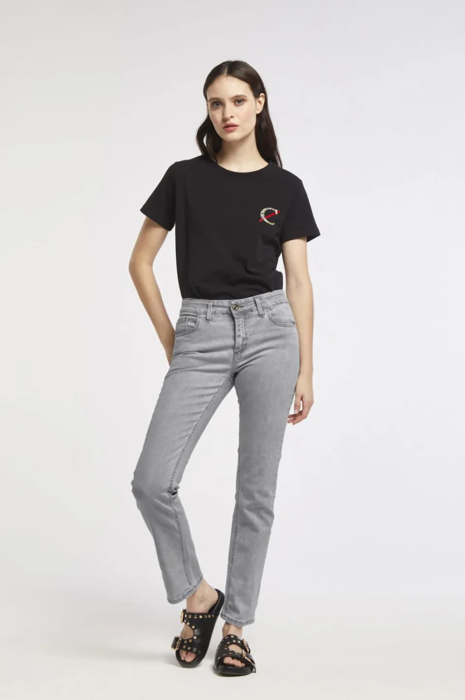 Best Sale CafèNoir Slim Jeans Gina In Tela Denim Superstretch Light Grey
