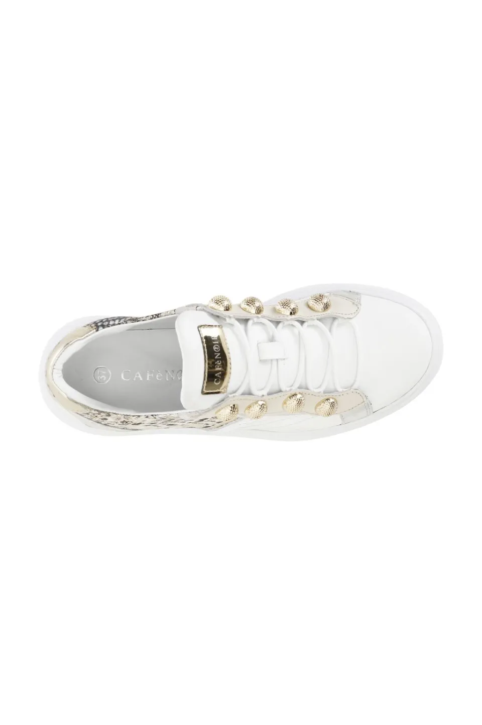 Clearance CafèNoir Sneakers In Pelle Stampa Pitone Con Borchie Su Suola A Cassetta Multi Beige