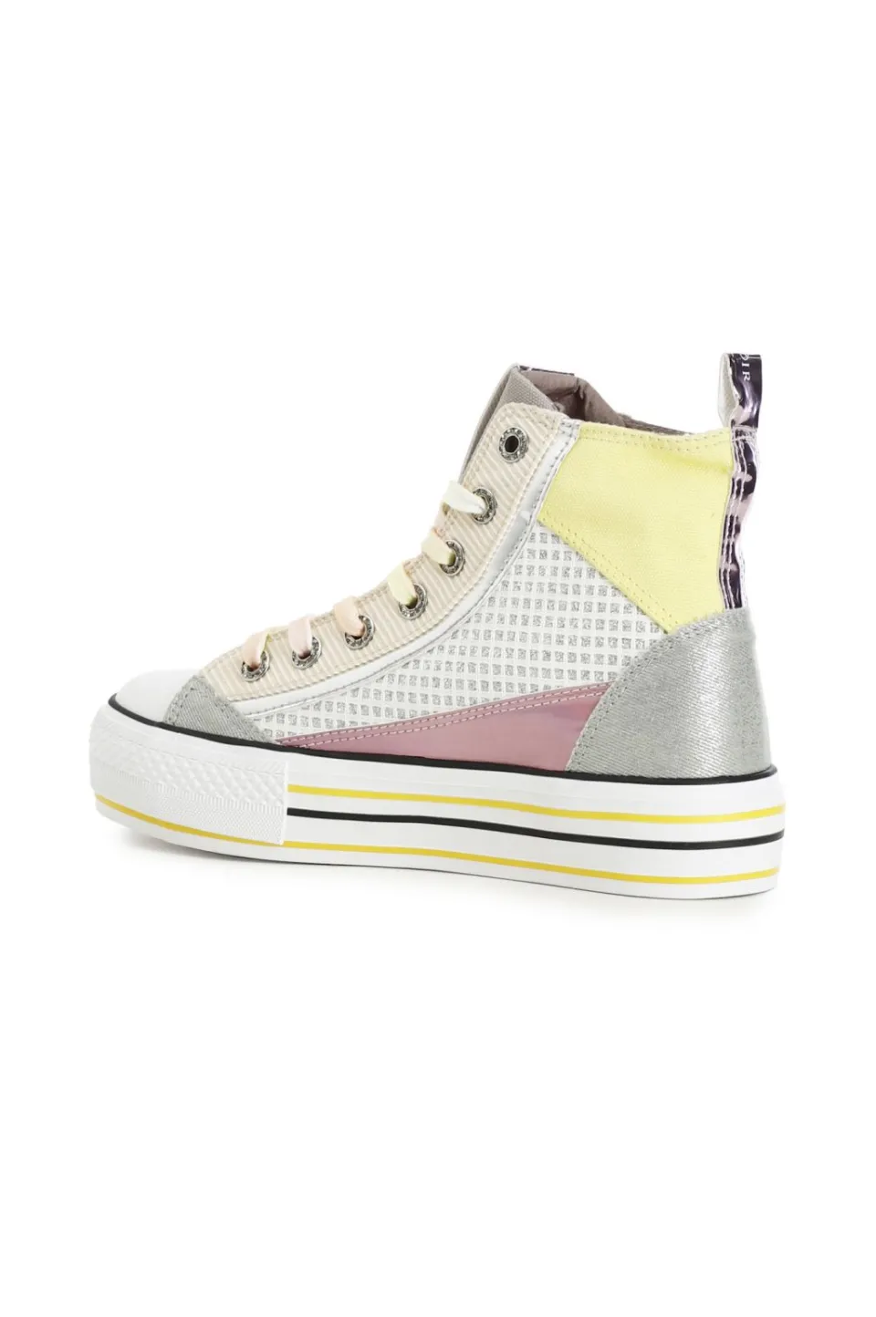 Discount CafèNoir Sneakers Mid Patchwork In Tessuto Su Suola A Cassetta Multi Giallo