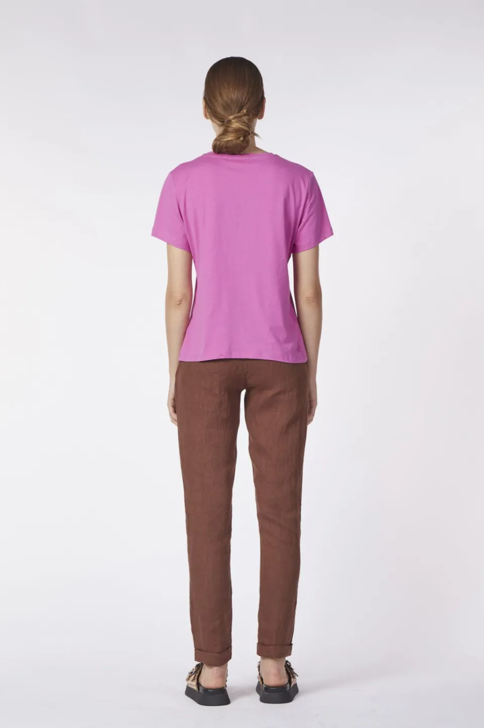 Clearance CafèNoir T-Shirt In Jersey Di Cotone Con Stampa E Ricamo Floreale Ciclamino