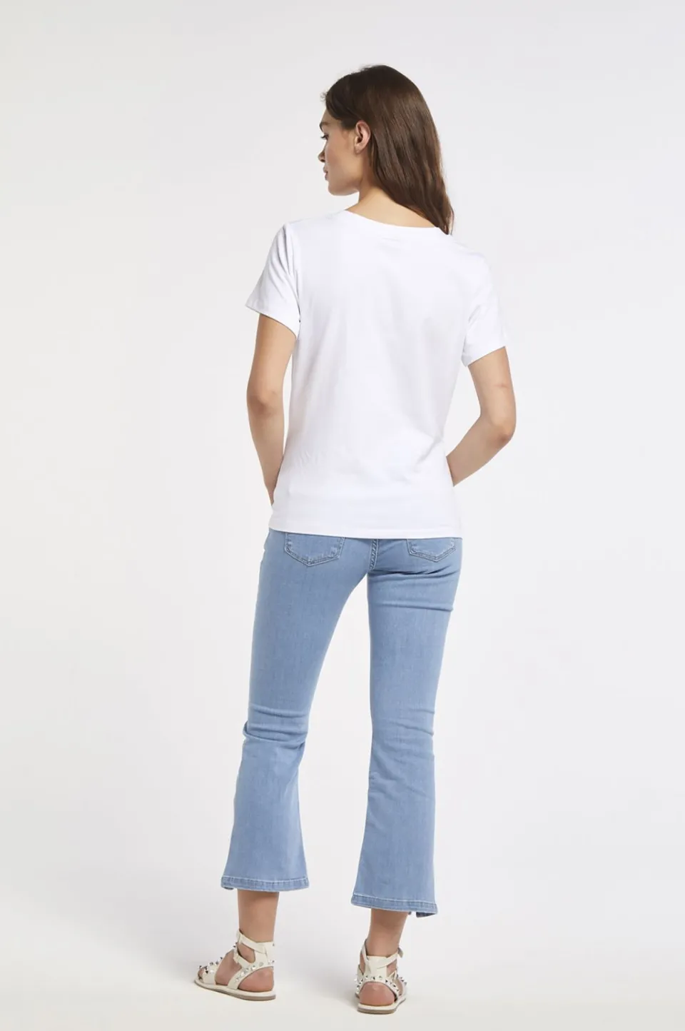 Clearance CafèNoir T-Shirt In Jersey Di Cotone Con Stampa Jeans Davanti Bianco