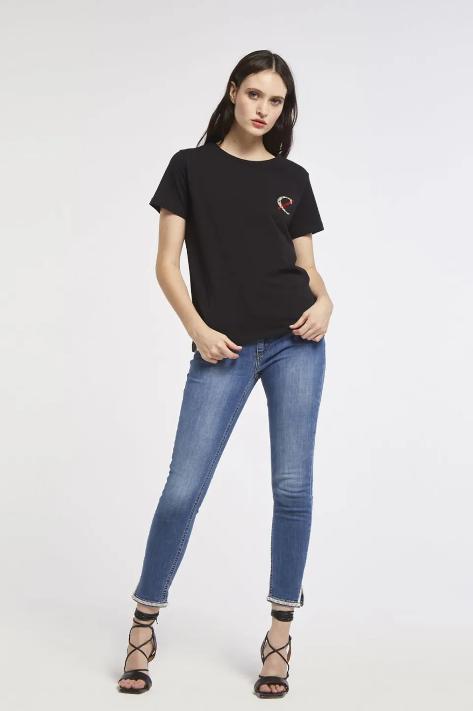 Store CafèNoir T-Shirt In Jersey Di Cotone Elasticizzato Con Logo Nero