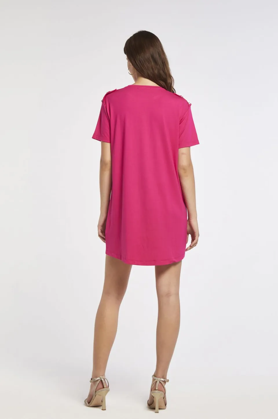 Discount CafèNoir T-Shirt Over In Jersey Di Viscosa Con Placchette Logate Alle Spalle Azalea